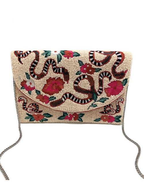 Beaded Floral Bag with Snake, ACCESSORIES