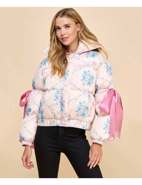 ☆VOCAVACA☆FLOWER PRINTED CROPPED PUFFER Wander Cropped Puffer - Fabletics