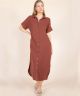 Rosy Brown Cotton Gauze Shirt Dress