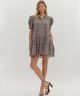 Midnight Floral Mini Dress with Puff Sleeves