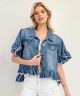 Denium Ruffle Shirt Jacket