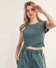 Teal Short Sleeve Wrap Top
