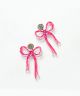 Pink Bow Watercolor Acrylic Earrings