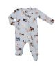 Blue Doggy Daycare Bamboo Zipper Footie