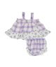 Lavender Rose + Gingham Wrap Ruffle Top & Diaper Cover