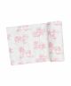 Pink Farm Toile Bamboo Swaddle