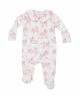 Pink Farm Toile Smocked Bamboo Footie