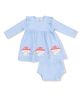 Chambray Blue Dot Mushroom House Dress with Diaper Cover