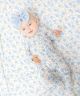 Baby Blue Floral Ruffle Bottom 2 Way Zipper  Footie