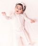 Pink Multi Stripe Ruffle Bottom 2 Way Zipper Footie