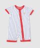 Baseball Stripe Shortie 2 Way Zipper Romper