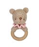 Girl Bear Crocheted Wood Ring Rattle
