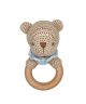 Boy Bear Crocheted Wood Ring Rattle