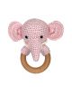 Girl Elephant Crocheted Wood Ring Rattle