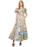 Smocked Puff Sleeve Floral Maxi Dress
