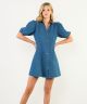 Denim Dress with Corduroy Collar
