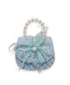 Blue Feather Floral Tweed Purse