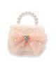 Pink Mesh Bow Furry Purse