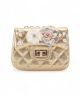 Gold Floral Quilted Purse
