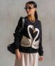 Classic Embroidered Swans Sweatshirt