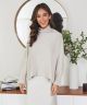 Beige Drapey Turtleneck Knit Sweater