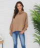 Camel Drapey Turtleneck Knit Sweater