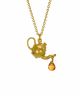 Teapot Necklace with Citrine Drop Necklace