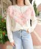 Cream Cardigan with Tulle and Ribbon Roses