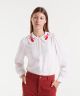 White Blouse with Stitched Tulip Collar Detail