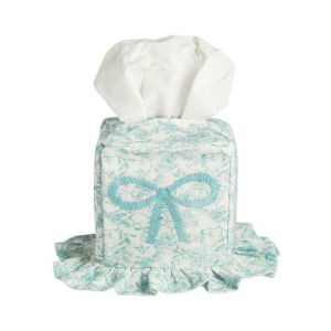 Toile Bow Tissue Box Cover