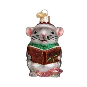 Grey Caroling Mouse Ornament