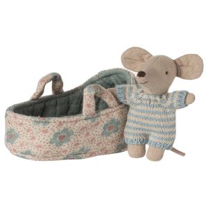 Baby Mouse in Blue Carry Cot