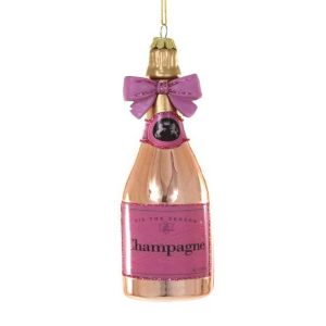Champagne with Pink Bow Ornament