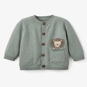 Sage Lion Knit Baby Cardigan