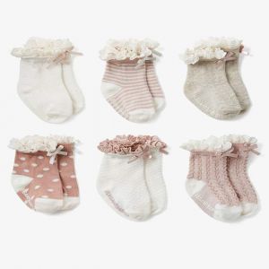 Lace Trimmed Non Slip Baby Sock Set