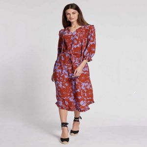 Ohara Silk Hibiscus Midi Dress