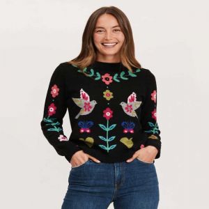 Intarsia Knitted Mock Neck Sweater