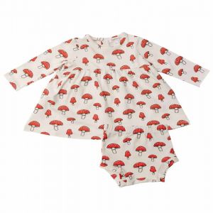Mushroom Print Dress and Diaper Cover