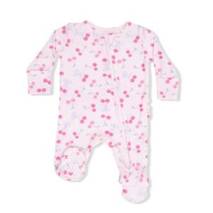 Sweet Bow Cherries 2 Way Ruffle Back Zipper Footie