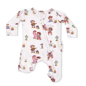 Vintage Cowgirls 2 Way Ruffle Back Zipper Footie