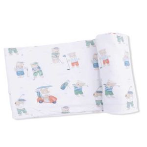 Golfing Teddy Bears Swaddle Blanket