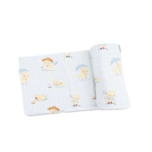 Green Vintage Spring Ducklings Swaddle Blanket