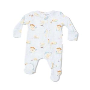 Green Vintage Spring Ducklings 2 Way Zipper Footie