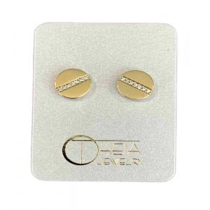 Disc Earrings with CZ Accent