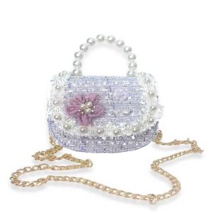 Mini Tweed Purse with Floral Accents