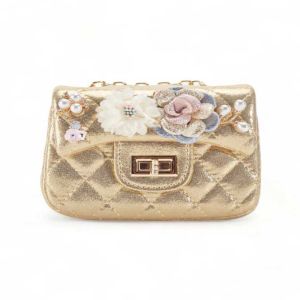 Gold Floral Quilted Purse