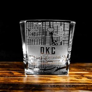 OKC Map Square Rocks Glass