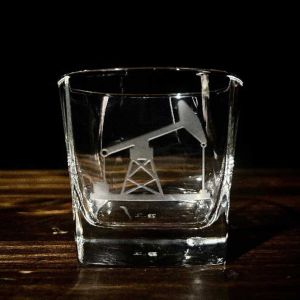 Oil Derrick Square Rocks Glass