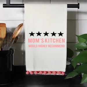 5 Stars! Mom's Kitchen Pink Pom Tea Towel