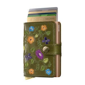 Olive Floral Stitch Miniwallet